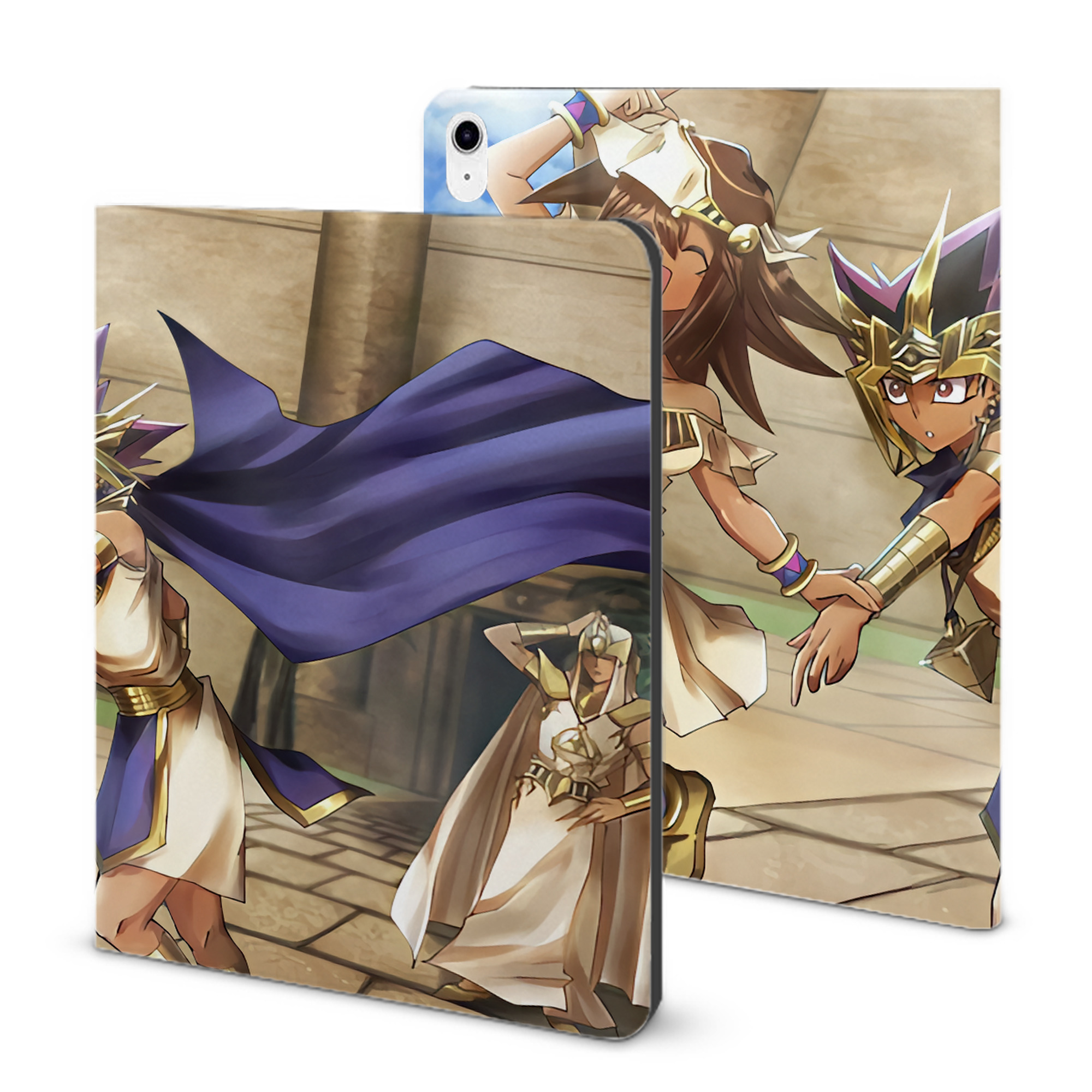 （画像用） 遊☆戯☆王 Yu-Gi-Oh! IPad ケース ブック型 PUレザー TPU 耐衝撃 軽量 薄型 ペン収納なし 全面保護 IPad 各モデル対応
